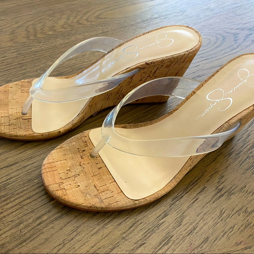 Jessica Simpson clear strap wedges. Size 8 womens